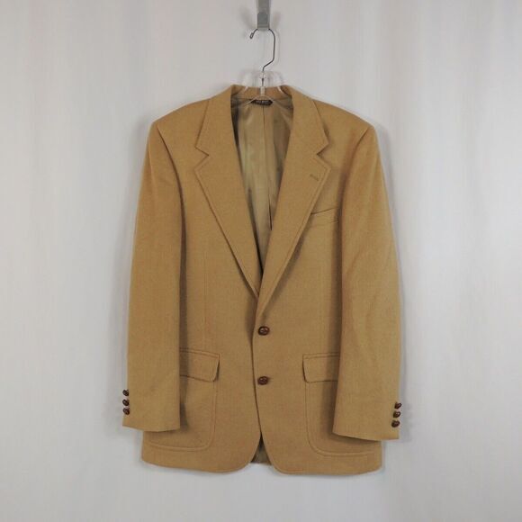 VTG Bill Blass 100% Camel Sport Coat Tan 2-Button Made in USA 42R (Measured) - Picture 1 of 16